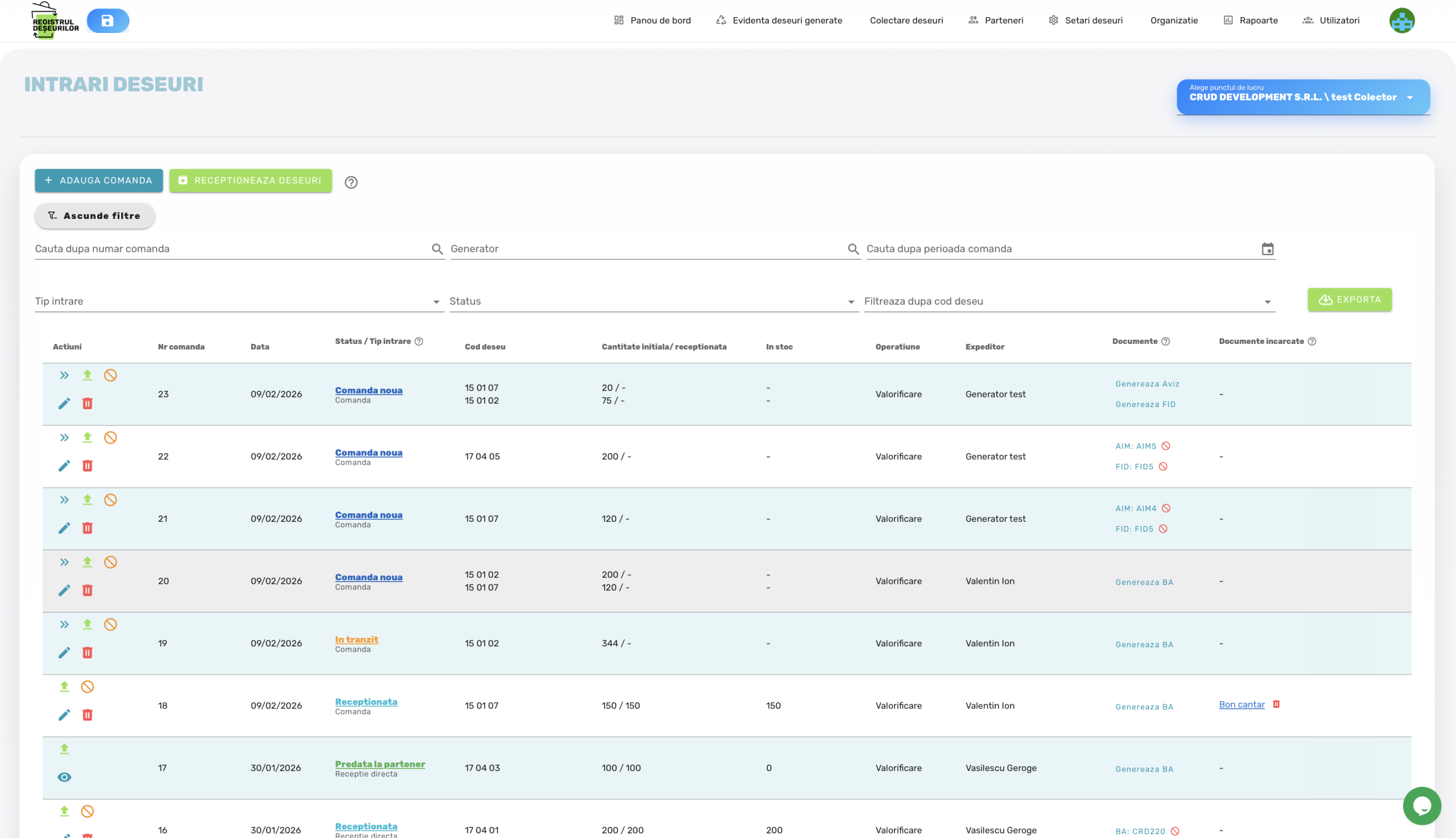 Registrul Deseurilor - Cont Colectori deseuri